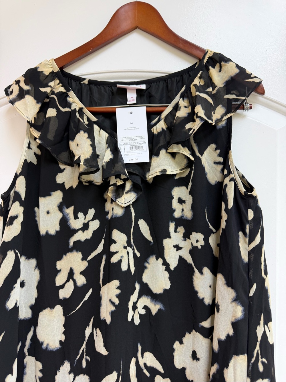 Isabel Maternity by Ingrid & Isabel Black and White Floral Midi Dress